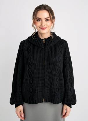 Gilet manches longues resserrée sur le bas noir MARIA BELLENTANI femme