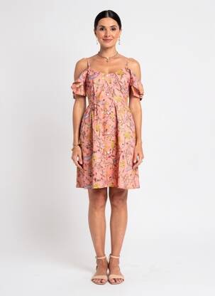 Robe courte manches courtes manches courtes orange SINOE BY BAMBOO'S femme