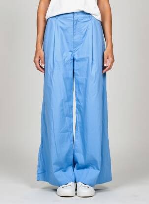 Pantalon large tissage popeline taille haute bleu YERSE femme