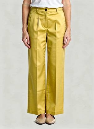 Pantalon large tissage popeline taille haute vert MARIA BELLENTANI femme