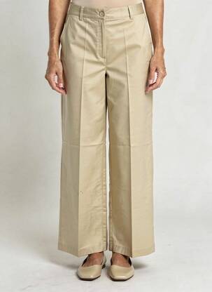 Pantalon large tissage popeline taille haute beige MARIA BELLENTANI femme
