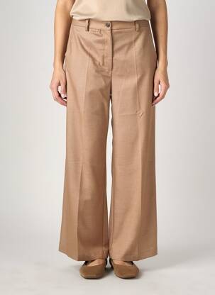 Pantalon large fermeture zippée sous rabat boutonné taille haute marron MARIA BELLENTANI femme