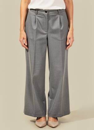 Pantalon large fermeture zippée sous rabat boutonné taille haute gris MARIA BELLENTANI femme