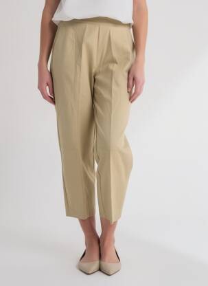 Pantalon 7/8 taille haute taille haute beige MARIA BELLENTANI femme