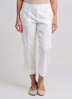 Pantalon 7/8 tissage popeline taille normale blanc MARIA BELLENTANI femme
