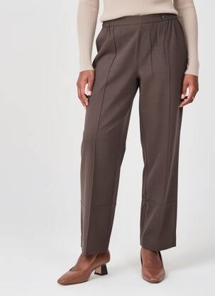 Pantalon droit tissage crêpe taille normale marron YERSE femme