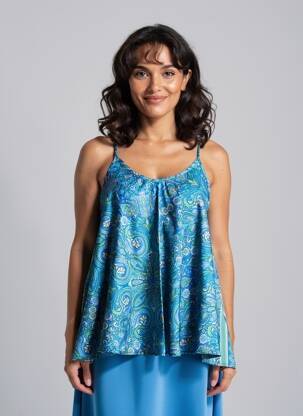 Top manches bretelles ajustables fines bretelles bleu SINOE BY BAMBOO'S femme