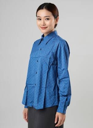Chemisier coupe cintrée manches longues bleu SINOE BY BAMBOO'S femme