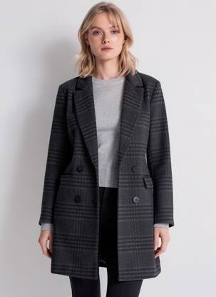 Manteau long coupe cintrée sans capuche gris ICHI femme