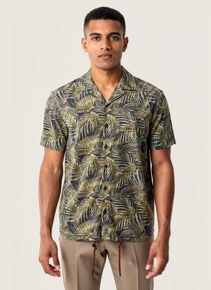 Chemise manches courtes col tailleur vert JACK & JONES homme