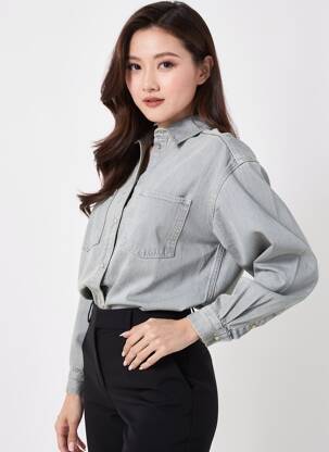 Chemisier coupe droite manches longues gris SAMSOE & SAMSOE femme