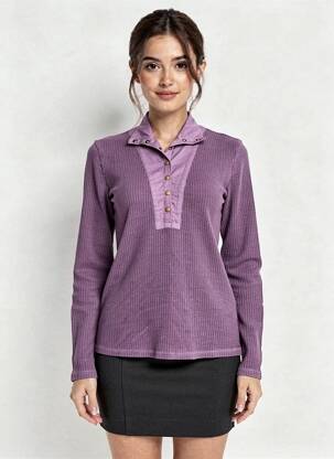 Pull coupe cintrée manches longues violet LEON & HARPER femme