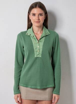 Pull coupe cintrée manches longues vert LEON & HARPER femme