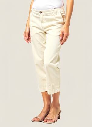 Pantalon 7/8 taille élastique taille normale beige HOD femme