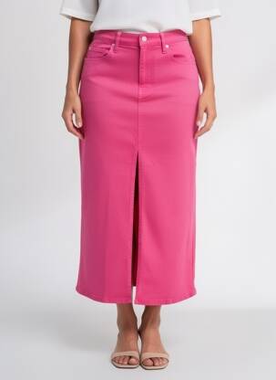 Jupe longue coupe droite rose FABIENNE CHAPOT femme