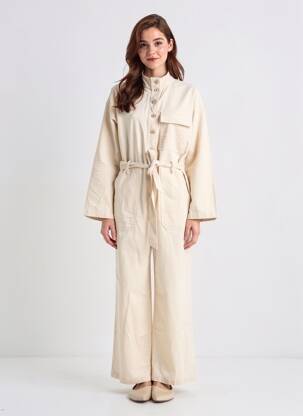Combi-pantalon fermeture boutonnée sur le devant manches longues beige FRNCH femme