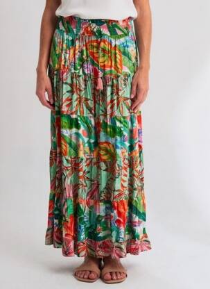 Jupe longue coupe évasée vert ORIENTIQUE NATURALLY femme