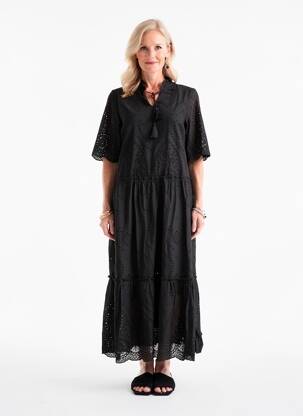 Robe longue manches courtes manches courtes noir YEST femme