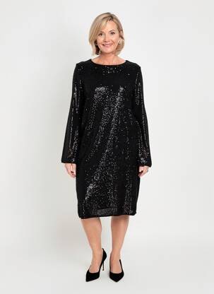 Robe mi-longue manches longues manches longues noir YEST femme