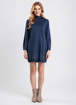 Robe pull coupe droite manches longues bleu YES.ZEE femme