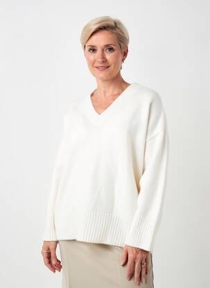 Pull coupe droite manches longues blanc YEST femme