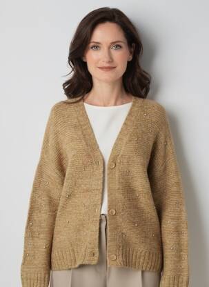 Gilet manches longues fermeture boutonnée sur le devant marron YEST femme