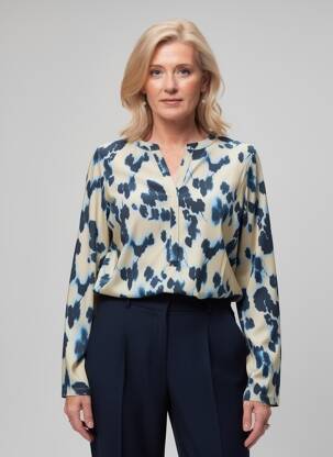 T-shirt imprimé fantaisie manches longues bleu YEST femme