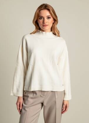 Pull coupe cintrée manches longues beige SURKANA femme