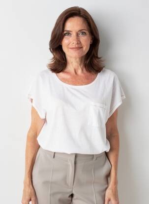 T-shirt coupe droite manches courtes blanc JULIE GUERLANDE femme