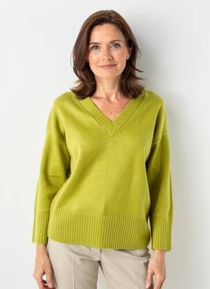 Pull coupe droite manches longues vert YEST femme