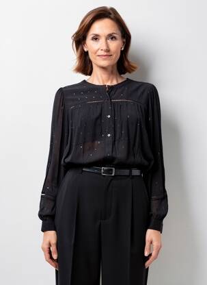 Chemisier tissage crêpe manches longues noir YEST femme