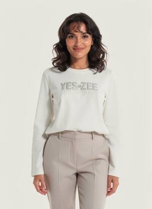 T-shirt manches longues manches longues blanc YES.ZEE femme