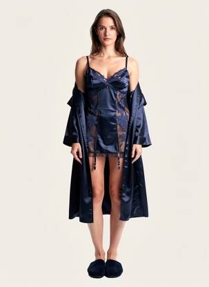 Nuisette/combinette effet matière satinée bleu BRIGITTE BARDOT femme