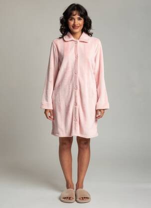 Robe de chambre col chemisier rose ADMAS femme