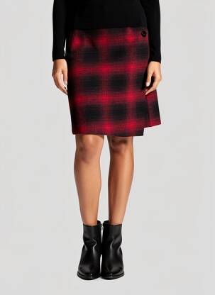 Jupe mi-longue taille à pinces rouge GARDEUR femme