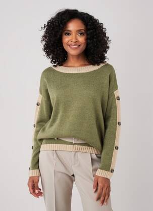 Pull coupe droite manches longues vert DIANA GALLESI femme