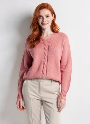 Pull coupe droite manches longues rose PULL & MAILLE femme