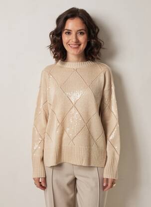 Pull coupe droite manches longues beige BETTY BARCLAY femme