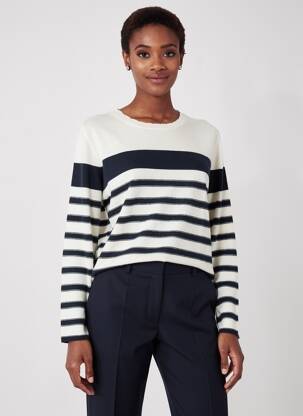 Pull coupe droite manches longues blanc ESTHEME femme