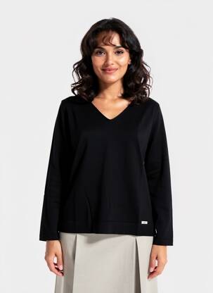 Pull coupe cintrée manches longues noir DANEVA femme