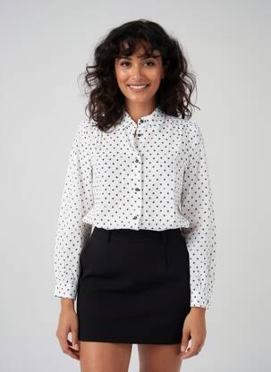 Chemisier tissage crêpe manches longues blanc I BLUES femme