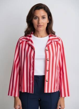 Veste casual col tailleur rouge OTTANTOTTO femme