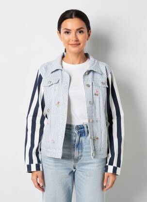 Veste casual poignets boutonnés avec fente bleu MAISON ONADO femme