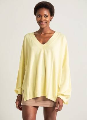 Pull col v manches longues jaune OTTANTOTTO femme