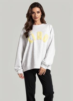 Sweat-shirt broderie manches longues gris OTTANTOTTO femme