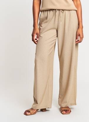 Pantalon large tissage crêpe taille normale beige OTTANTOTTO femme