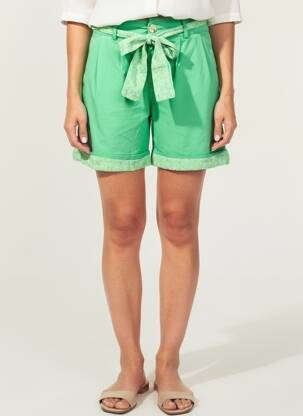 Short tissage denim taille normale vert MADE IN ITALY femme