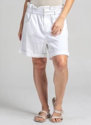 Short tissage denim taille haute blanc TIFFOSI femme