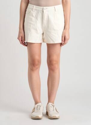 Short tissage denim taille normale beige VILA femme
