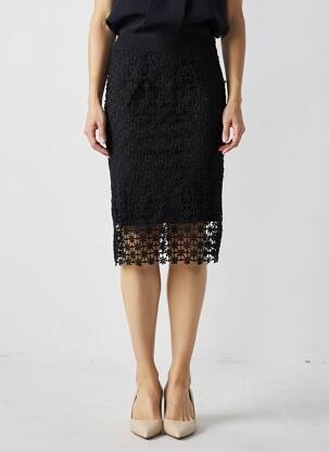 Jupe mi-longue fermeture zip latéral noir LA SWEETY femme